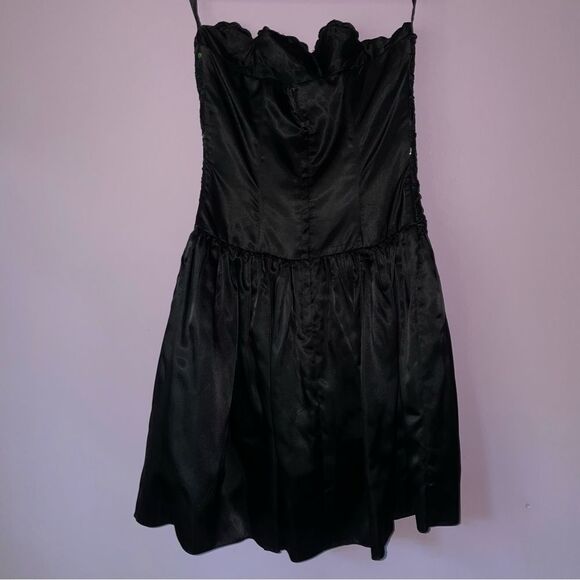 Gunne Sax Size 7 Formal Dress Strapless Black Sequin - Picture 4 of 7